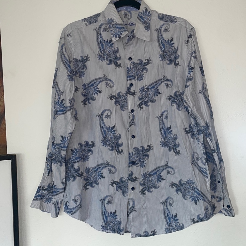 TASSO ELBA paisley Size Medium 15-15 1/2 100% Cotton Shirt